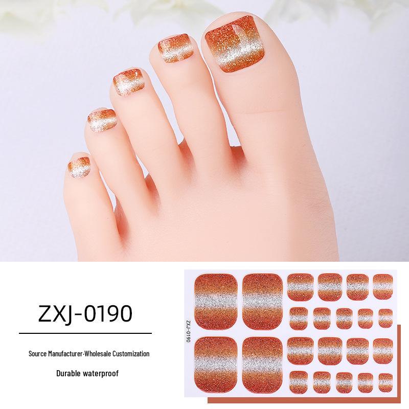 Adesivos de Unha do Pé Impermeáveis com Glitter Degradê – Nail Art Extra Brilhante para o Verão