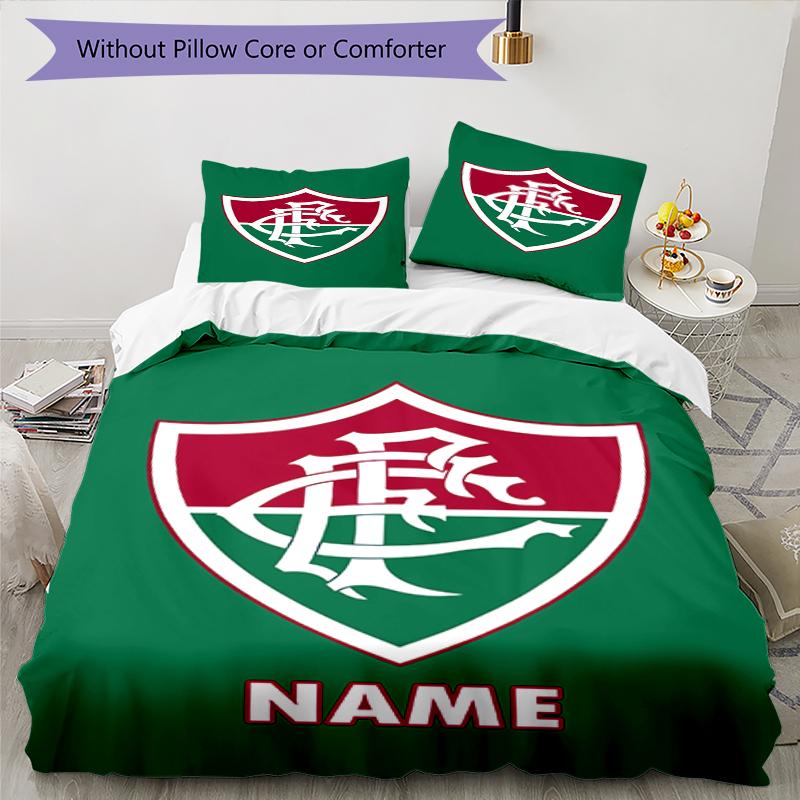 3pcs Custom Name Fluminense FC Bedding Set Duvet Cover Closure Includes 1 Duvet Cover & 2 Pillowcases, Soft and Comfortable for All Seasons.