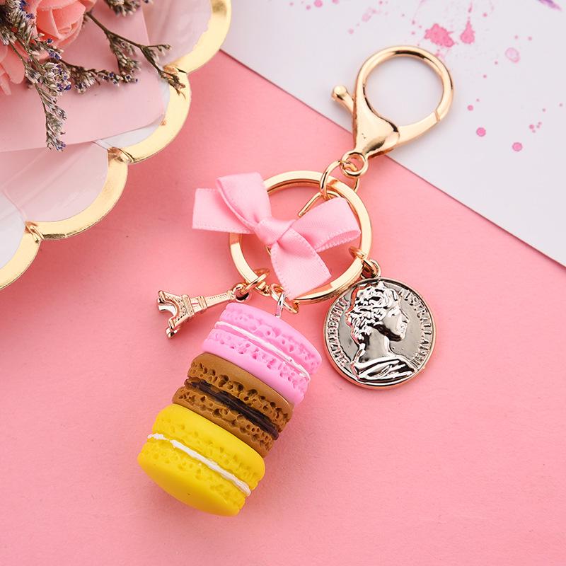Personalized Butterfly Macaron Cake Keychain with Gold Tag and Book Packaging
