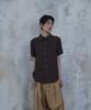 PARADIGMFILM [Ep.02] (Semi-Slim Fit) Striped Roll-Up Half Shirt (Brown)