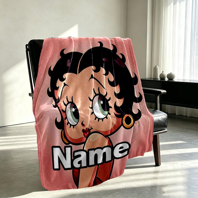 Custom Name Personalized Betty Boop Print Blanket, Home Decor, Bedroom, Sofa, Camping, Couch, Gifts for Birthday Christmas