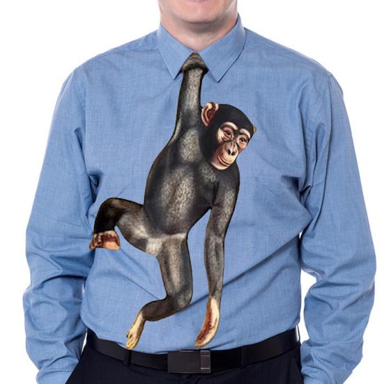 3D Orangutan Design Necktie Men Tie Animal Pattern Fabric Tie Chimpanzee Hanging Tie Outing Accessory