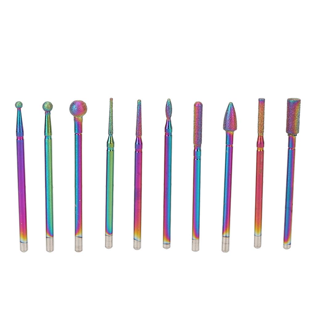 10pcs Nail Drill Bits Multifunctional Stainless Steel Nail Grinding Head with Storage Box for Nail