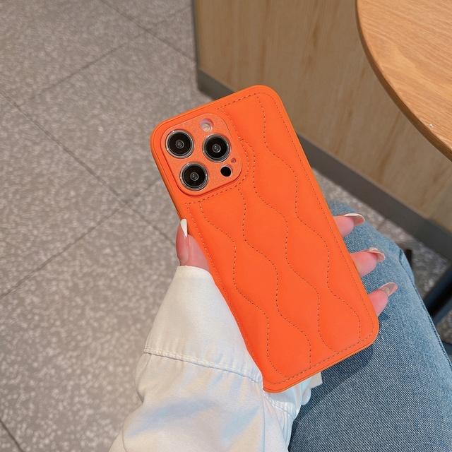 Candy Color Wave Grain Silky Leather Skin Phone Case pro Iphone 14 13 12 11 Pro Max Xr X Xs Shockproof Back Cover