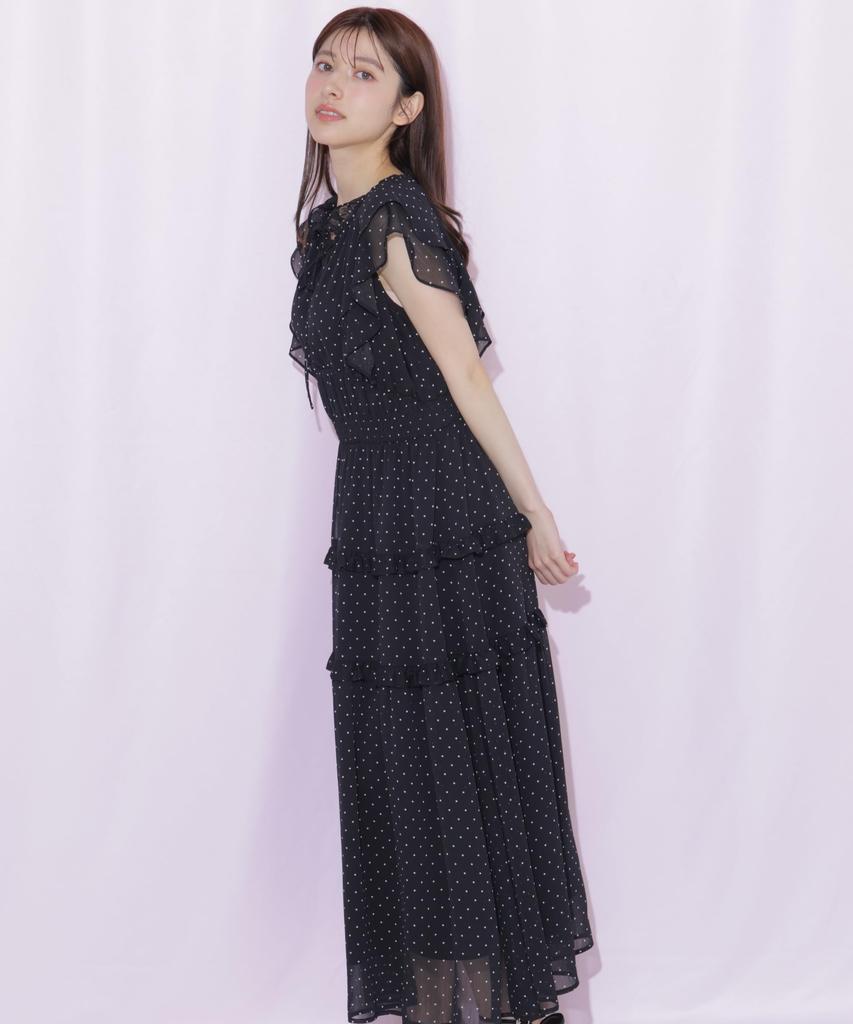 By Frill Tiered Dress [JILL JILLSTUART] [Black Dot/FR]