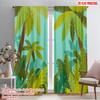 2pcs,2D Plane Printing Curtain Fabric Santa Claus with Luggage Swim Versatile Polyester Fabric (without Rod) Decorations Outdoor
