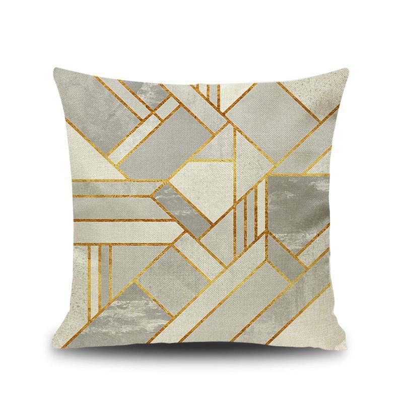 Ins Style Marble Geometric Linen Pillow Sofa Cushion English Letters