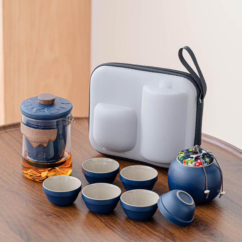 Glass travel tea set portable express cup outdoor kung fu teacup Japanese teapot business gift set