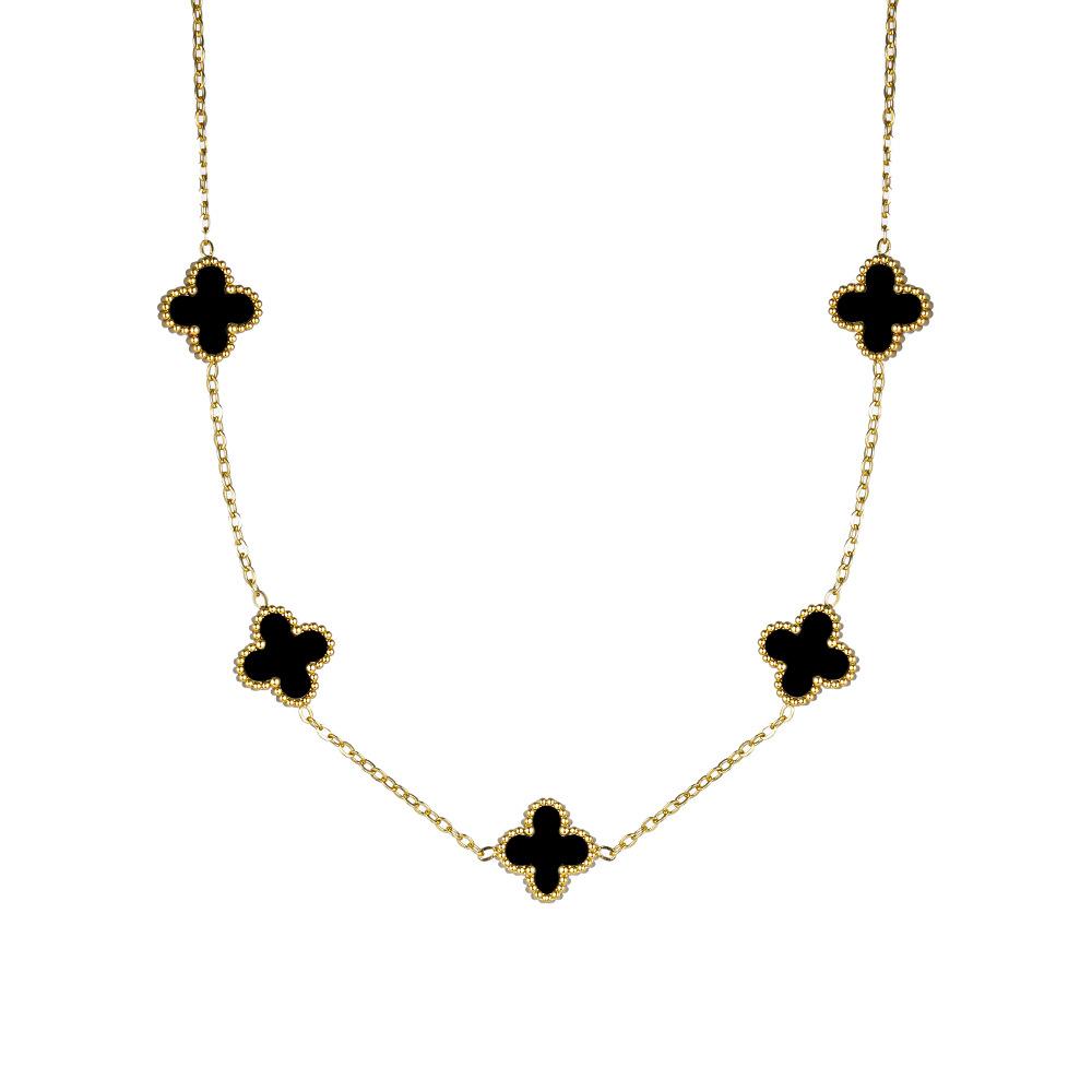 Halsband med fyrklöver för kvinnor, premiumkänsla, dubbelsidigt titanstål, ingen färgförlust, premiumkänsla, tröjkedja