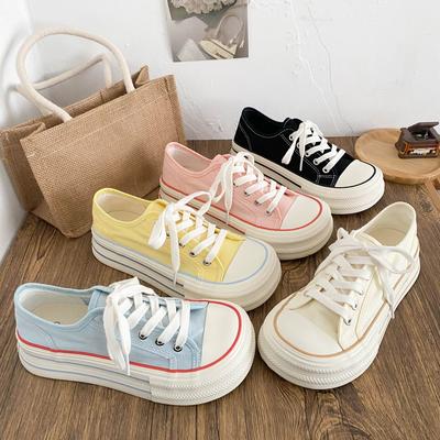1190 Thick-soled Big-head Canvas Shoes Women's Shoes Dopamine Board Shoes Little White Shoes New Spring and Summer Thin Ins Tide