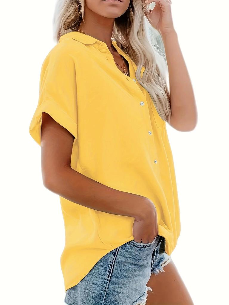 Women's 2025 Summer Exclusive Short-Sleeve Lapel Button-Down Shirt