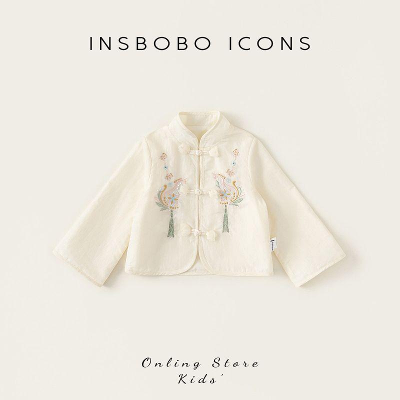 Insbobo Girls  Hanfu 2026 Spring New Style Baby Girl Dress Chinese Style Girl Tang Suit Jacket Children s Clothing Beige 100