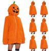 Women's Fashion Casual Halloween Pumpkin/ Face Print Flannel Long-Sleeve Zip-Up Hoodie