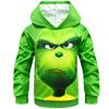 Festive Grinch Pattern Hoodie Kids Sweatshirt Pullover For How The Grinch Stole Christmas Fans