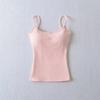 Canottiera da donna con spalline sottili, vestibilità aderente, tinta unita, basic, casual, corta