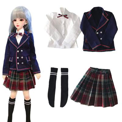 Rakulifey 13 BJD Puppen Outfit, Kugelgelenkpuppen Kleidung, 13er Maßstab Puppen Schuluniform, 4-teiliges Set, Geburtstagsgeschenk Kostüm