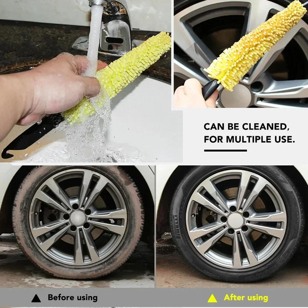 5pcs Car Rim Scrubber Wheel Cleaner Brush Wheels Tire Rim Brush with Plastic Handle Portable Auto Detailing Wash Cleaning Tools