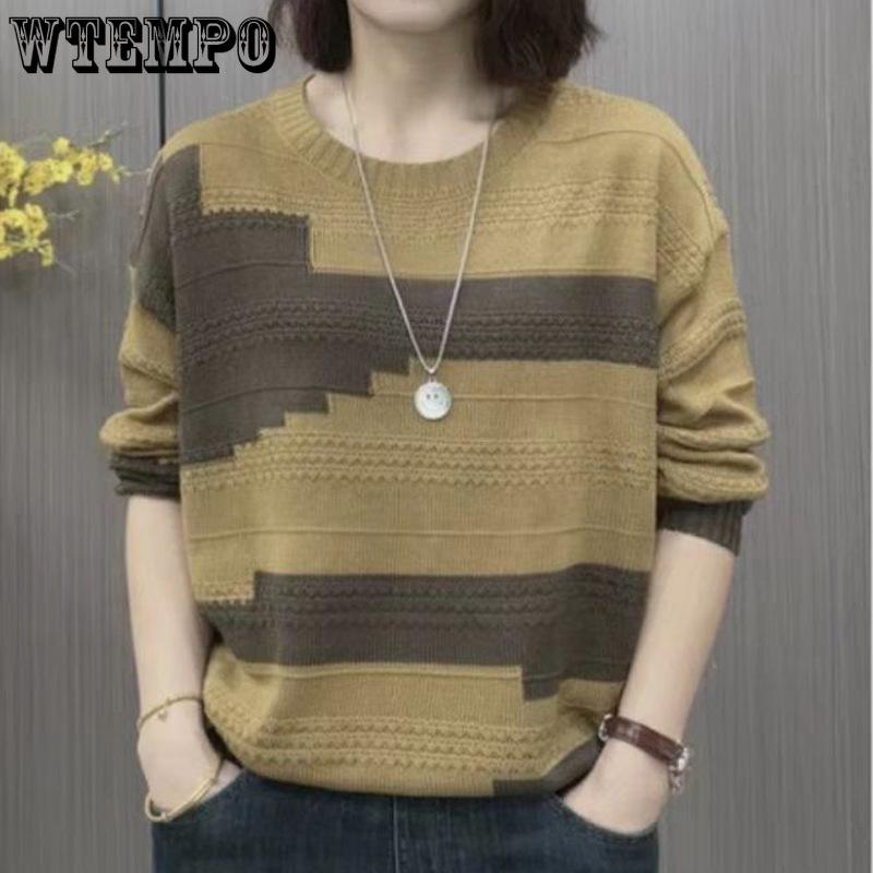 Spring and Autumn Women's Round Neck Knitted Sweater Hooded Thin Sweater Women's Bottom Coat