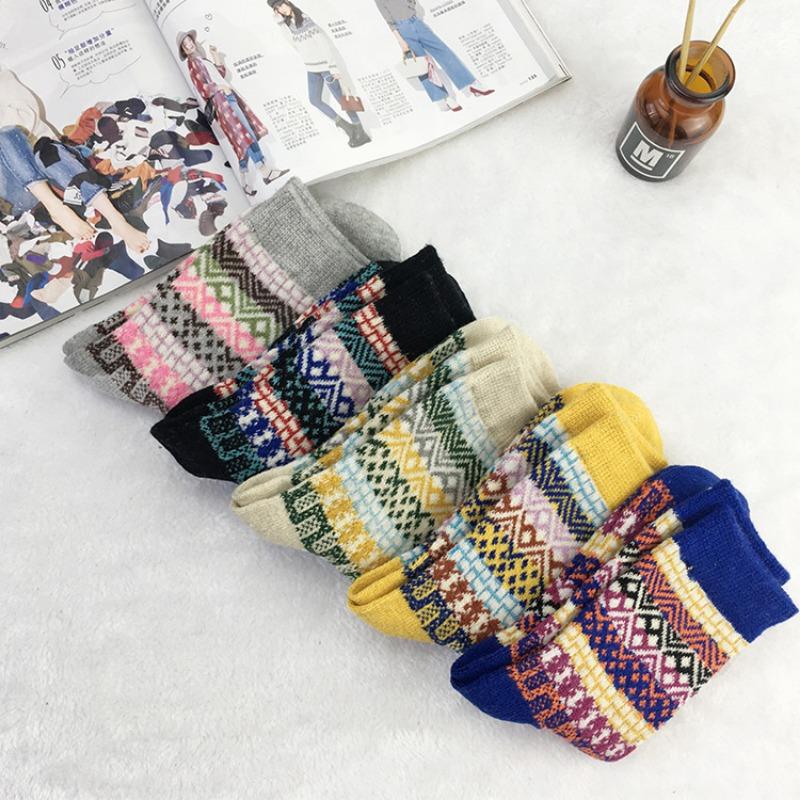 5 Pairs of Winter Square Thickened Warm Women's Rabbit Wool Socks