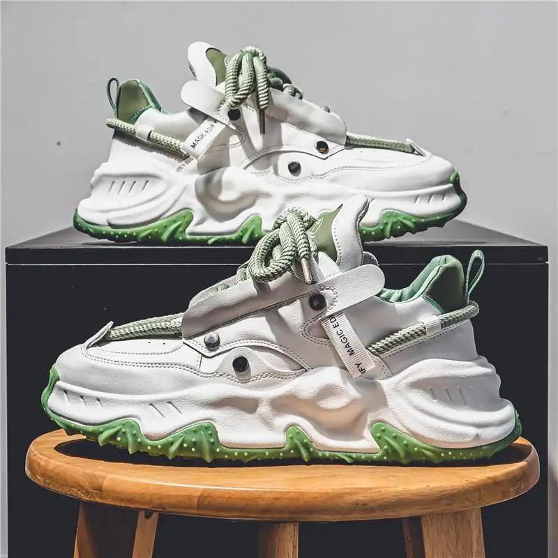 2025 New Men's Thick soled Tall Sneakers Youth Breathable Soft soled Comfortable Casual Running Shoes Zapatillas Deportivas