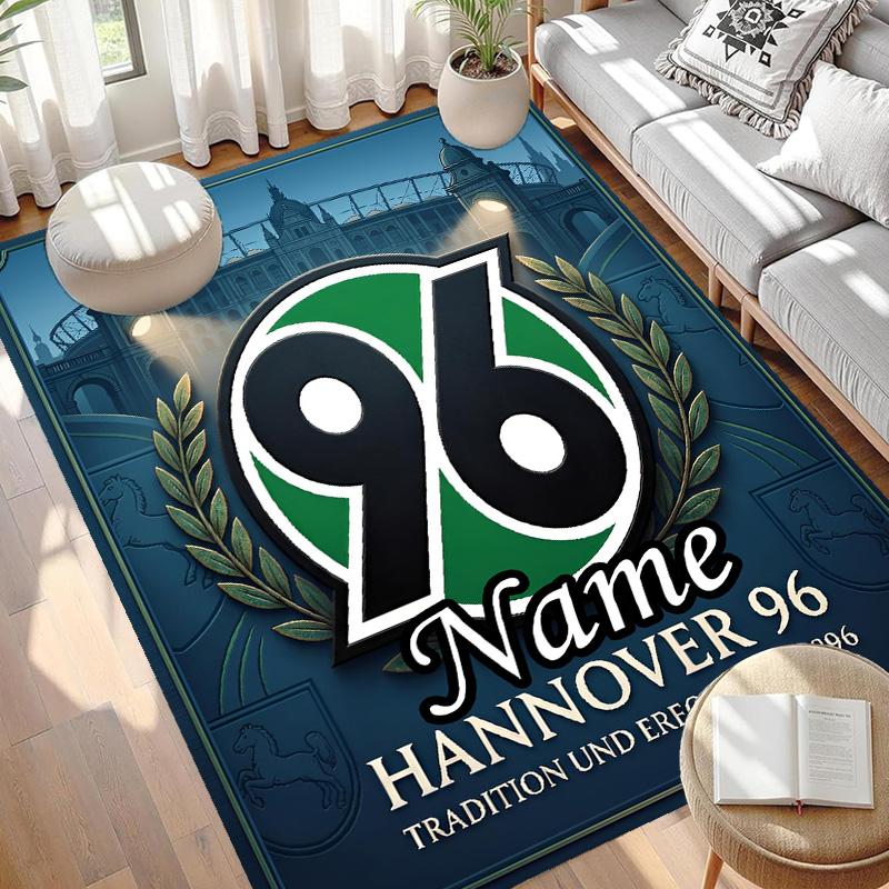 Custom Name Personalized Hannover 96 Football Print Carpet, Versatile Home Decor Rug, for Playroom, Apartment, Balcony, Entryway, Hallway Gift