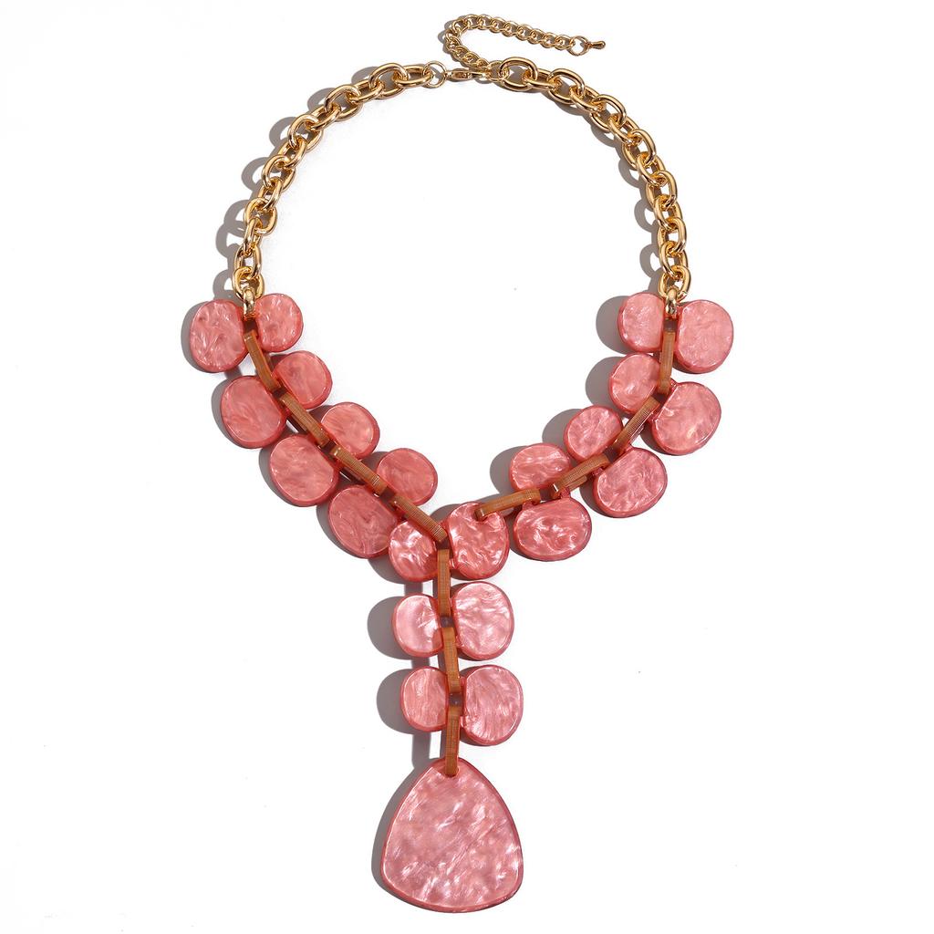 Trendy High Quality Colorful Acrylic Resin Big Long Necklace For Women Party Holiday Jewelry Exaggerated Choker