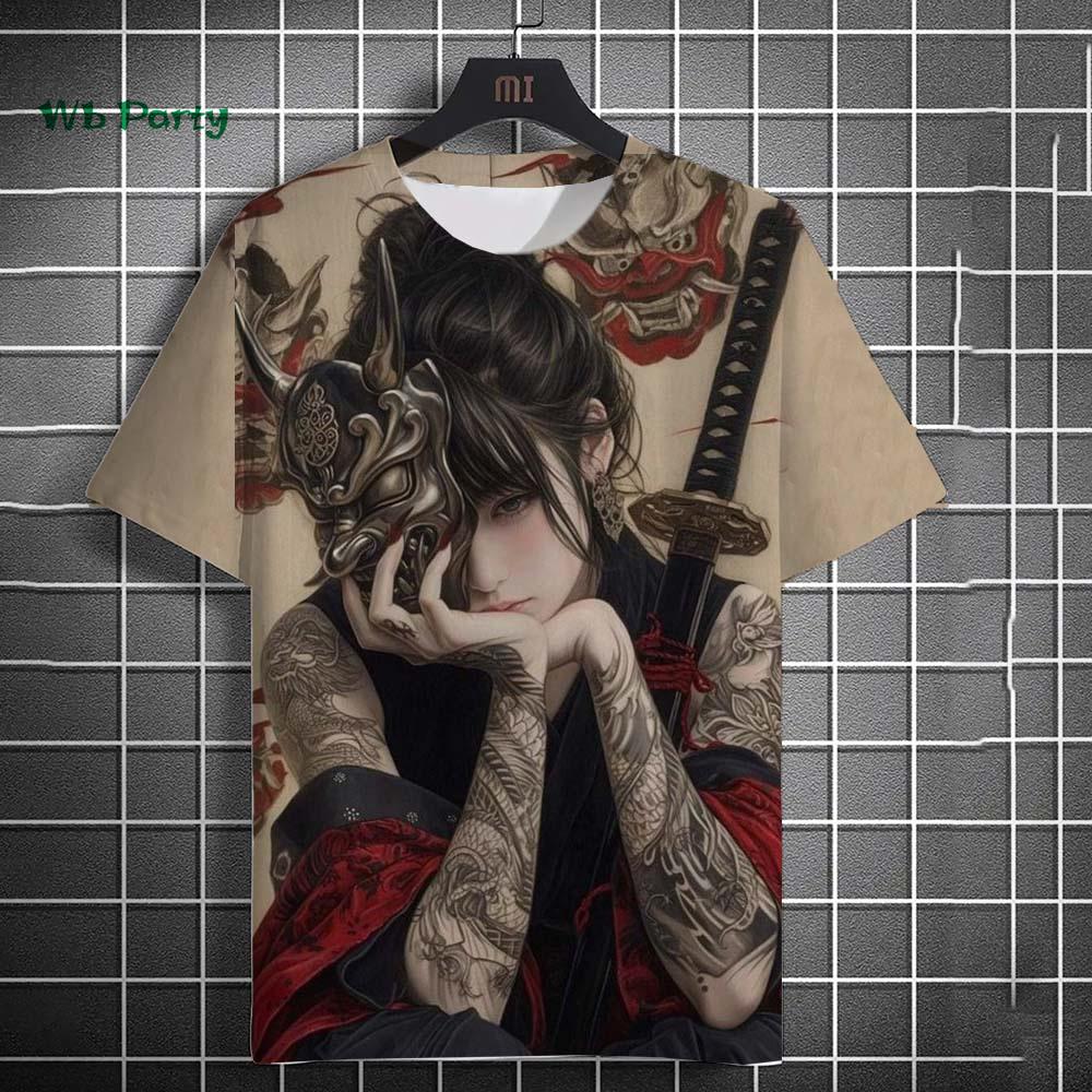 Japanese Manga Girl Style Print T-shirt 3D Print Men Short-Sleeved Tee Harajuku Tops Summer Oversized Men T-shirt Men's Clothing