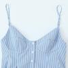 Women's Fashionable Sexy V Neck Striped Suspender Button Short Top