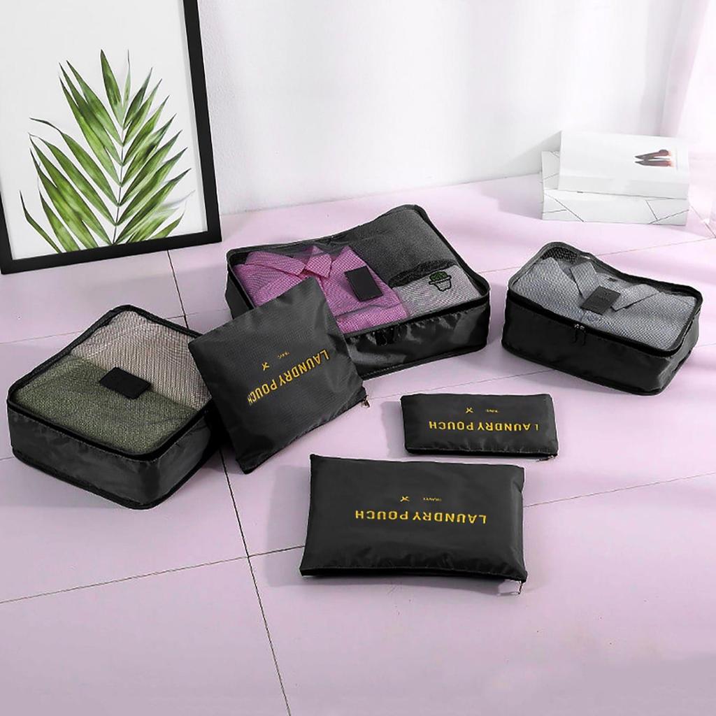 6 Pieces Travel Storage Bag Large Capacity Luggage Clothes Sorting Organizer Set Suitcase Pouch Case Shoes Packing Cube Bag