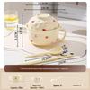 Cute Double-Handled Ceramic Bowl & Plate Set - Ideal for Instant Noodles, Soup, & More with Spoon & Chopsticks