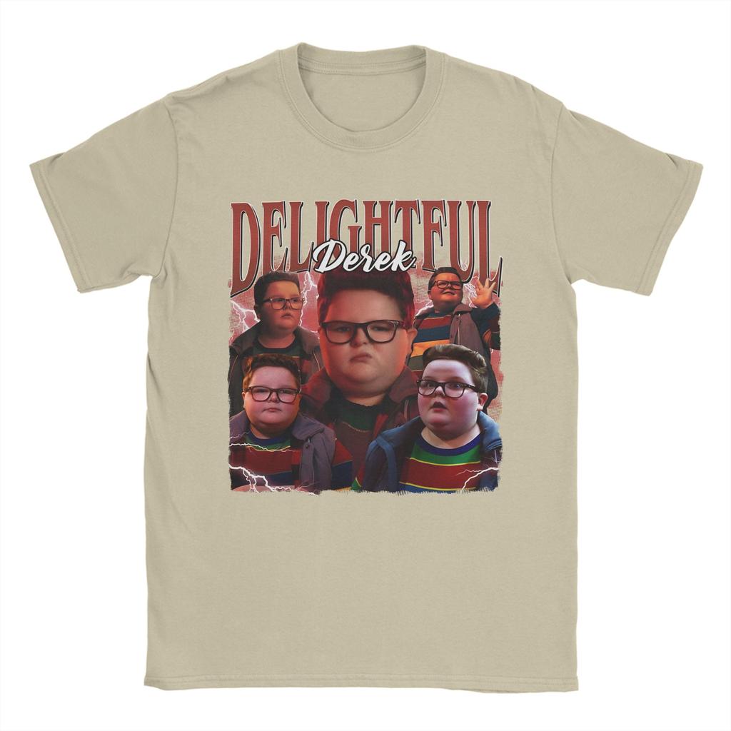 Streetwear Vintage Delightful Derek TShirt Unisex Round Neck Short Sleeve Tops Shirts Cotton Summer Tops Shirts