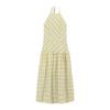Yellow Plaid Backless Halter Long Dress - Women's Summer Vacation Style