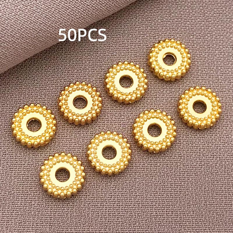 10-100Pcs Stainless Steel Gold Spacer Beads For Bracelet Jewelry Making Diy Flat Round Loose Beads Handmade Jewelry Supplies Cra