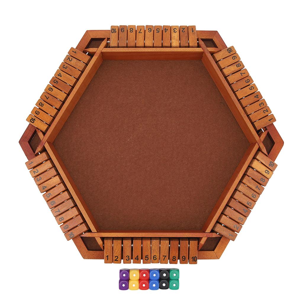Wooden Board Game Math Box Dice Game Players Shut Family Table Board Dice Game for 1?6 Players