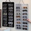 1pc Wall-Mounted Glasses Organizer with 16 Felt Slots - Dust-Proof,Multi-Functional Hanging Organizer for Home/Office
