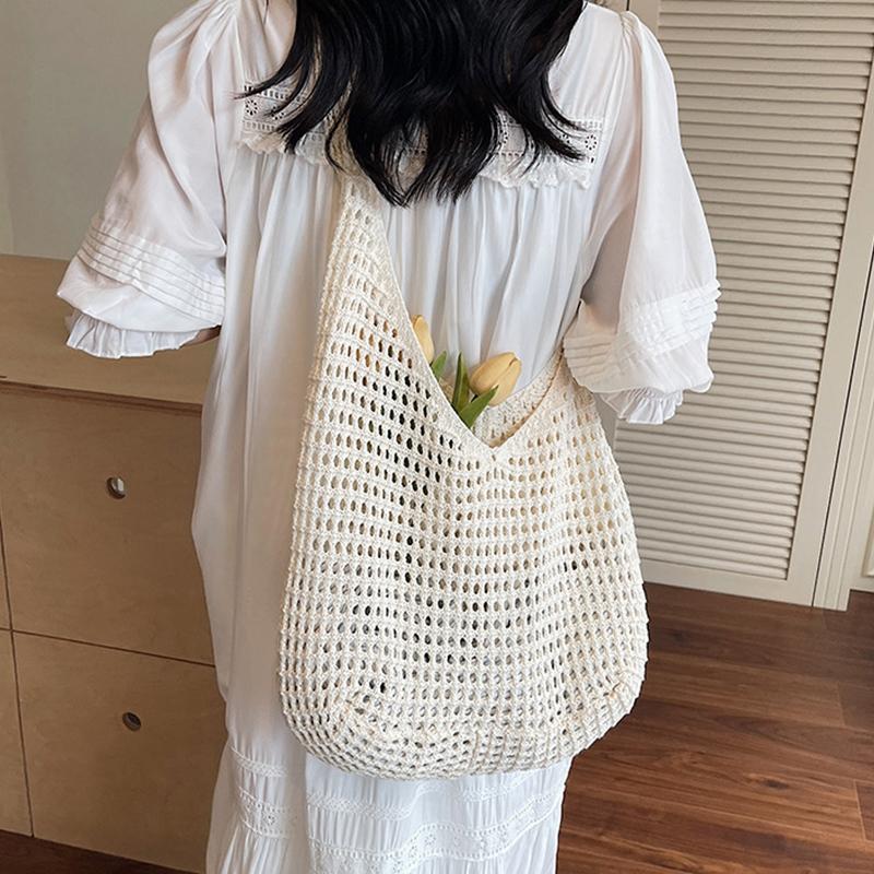 Creative Large Capacity Shoulder Bags Casual Simple Handbags Vintage Multifunctional Woven Shopping Tote Beach Bag
