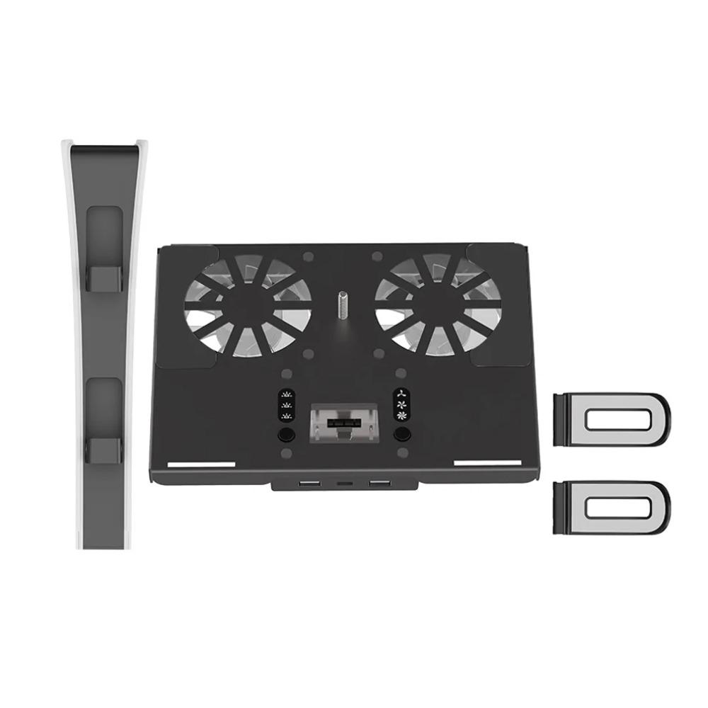 Metal Wall Mount Kit for PS5/PS5 Slim/PS5 Pro with Controller Charging Station, Cooling Fan, Headset Hanger for Playstation 5