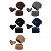 3pcs Wool Thermal Knit Cap Warm Winter Beanie Hat Fashion Hat Scarf Gloves Set  Women/men