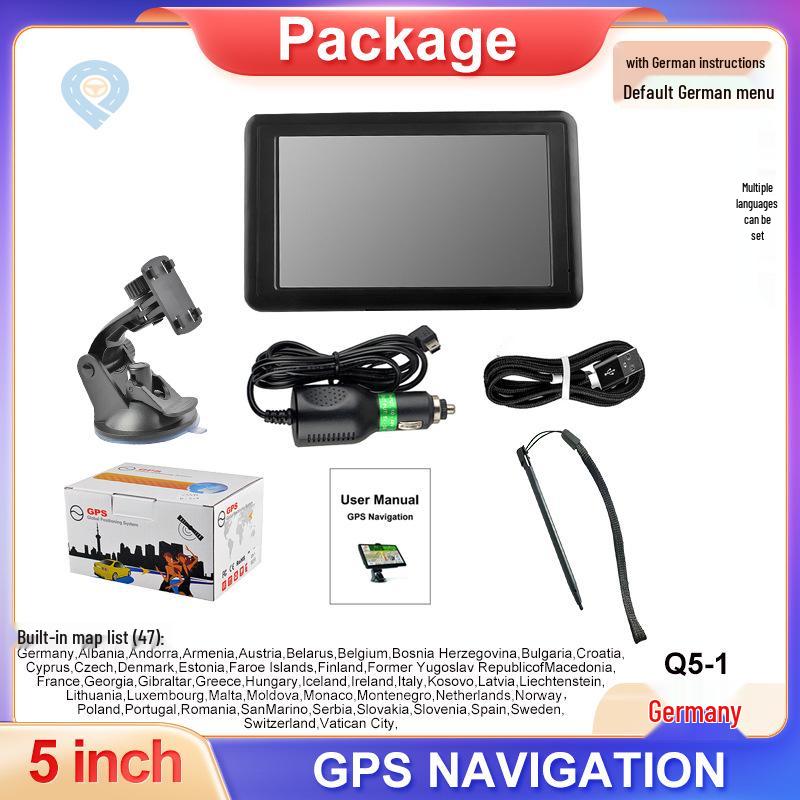 5-Inch Portable Car GPS Navigator with 8G HD Maps for Europe & US, Universal for Car & Truck, Includes FM.