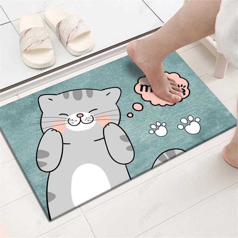 Cartoon Cat Calf Rabbit Floor Mat Bathroom Absorbent Foot Door Mat Anti Slip Decor Entrance Mat