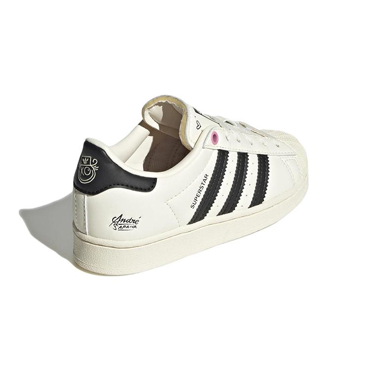 Adidas Originals SUPERSTAR C Comfortable Abrasion Resistant Low top Skateboard Shoes Beige Children Aged 3 7 Years Old GZ1754