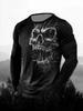 Maglietta da uomo con stampa 3D a motivo teschio, casual, comoda, a maniche lunghe, unisex, autunnale, abbigliamento