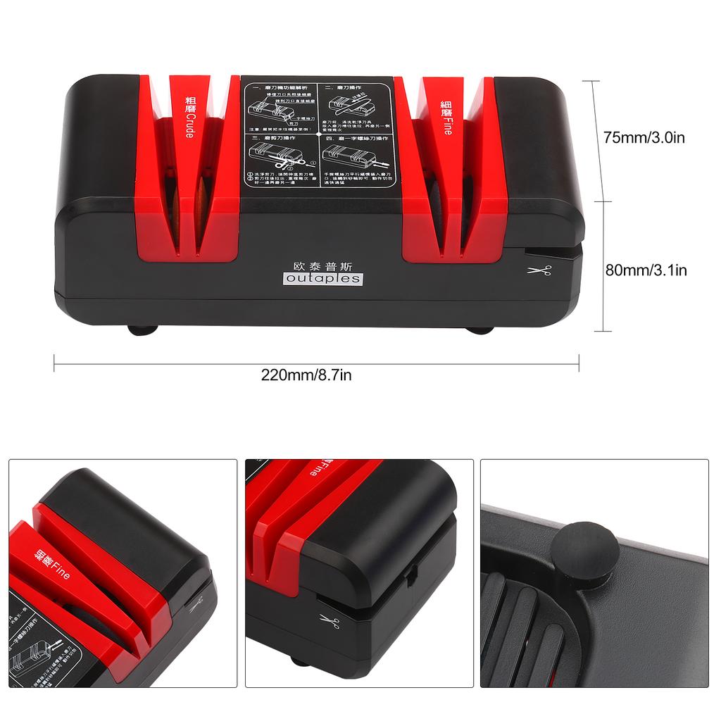 Electric Knife Sharpener Automatic Cut Sharpeners 15-Degree Bevel Crude and Fine Grooves Knives Scissors Kitchen Cutter Grinder