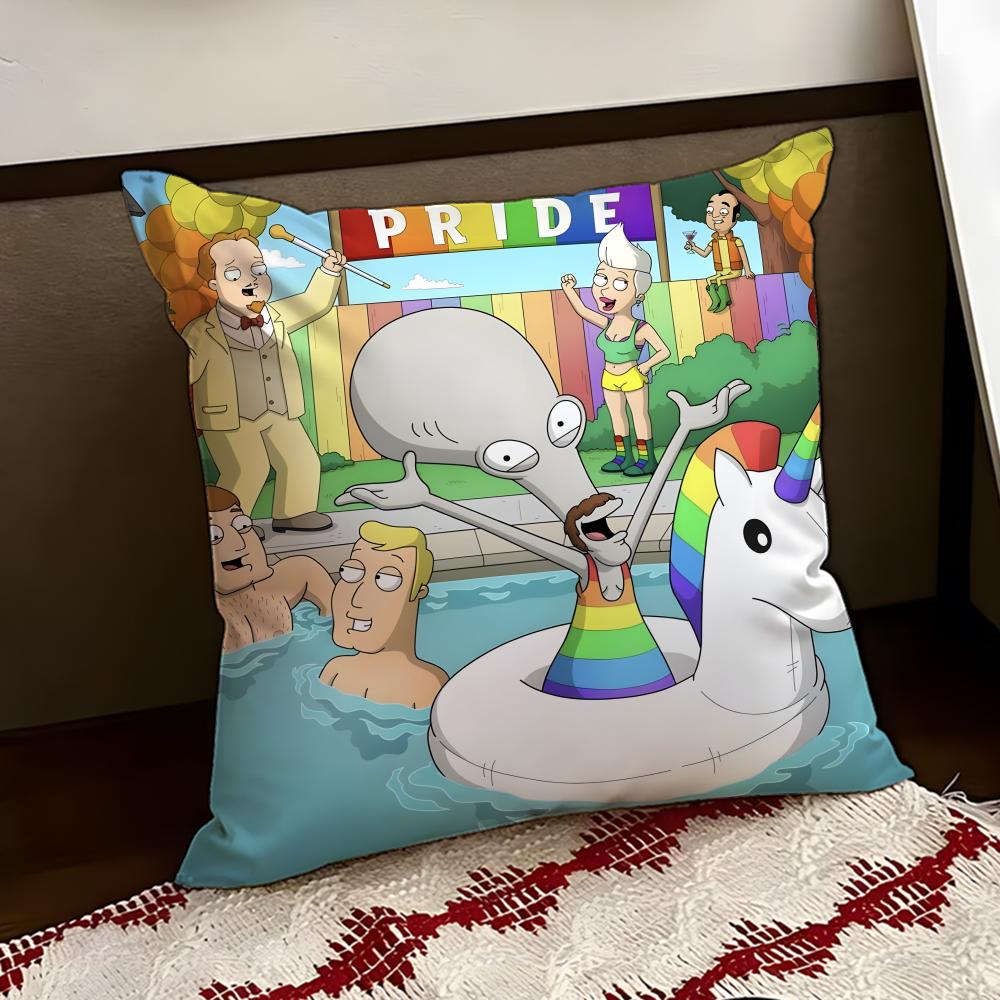 AAmerican DDad Anime Cushion Cover Reversible Soft Durable Pillow Cover Home Car MultiScene Use for Daily Comfort
