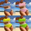 High Waist Bikini Set With Polyester Material For Water Sports And Beach Wear Women