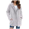 Autumn and Winter Casual Solid Colour Lapel Hooded Long-sleeved Women Plush Sweater Fleece Jacket