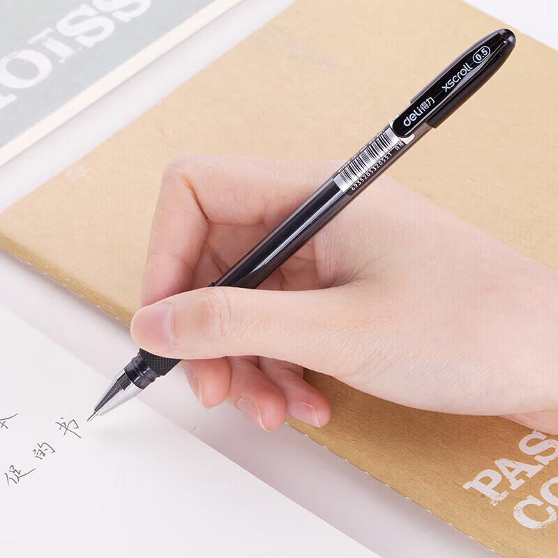 Deli S55 0.5mm Black Gel Pens (12-Pack)