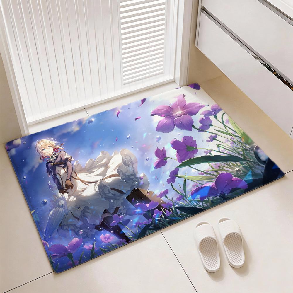 Drama Anime V-Violet Evergardens Floor Mat Soft Thickened Flannel Door Mat Non-Slip Living Room Rug Home Decor