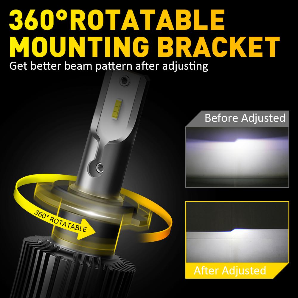 AUXITO 2X 360 CSP H7 LED Headlight Canbus 6000K 12V H7 Turbo LED Bulb Headlamp 16000LM for Toyota Corolla Honda Hyundai Ford Kia