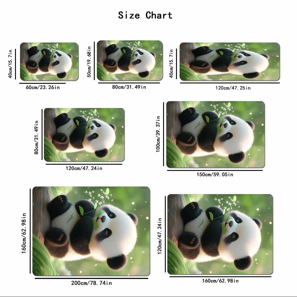 Cute Panda Print Extra Large Area Rug Floor Mat for Living Room Kitchen Entryway Balcony Home Decor